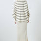 Set in maglia a righe con maxi maglione e abito longuette