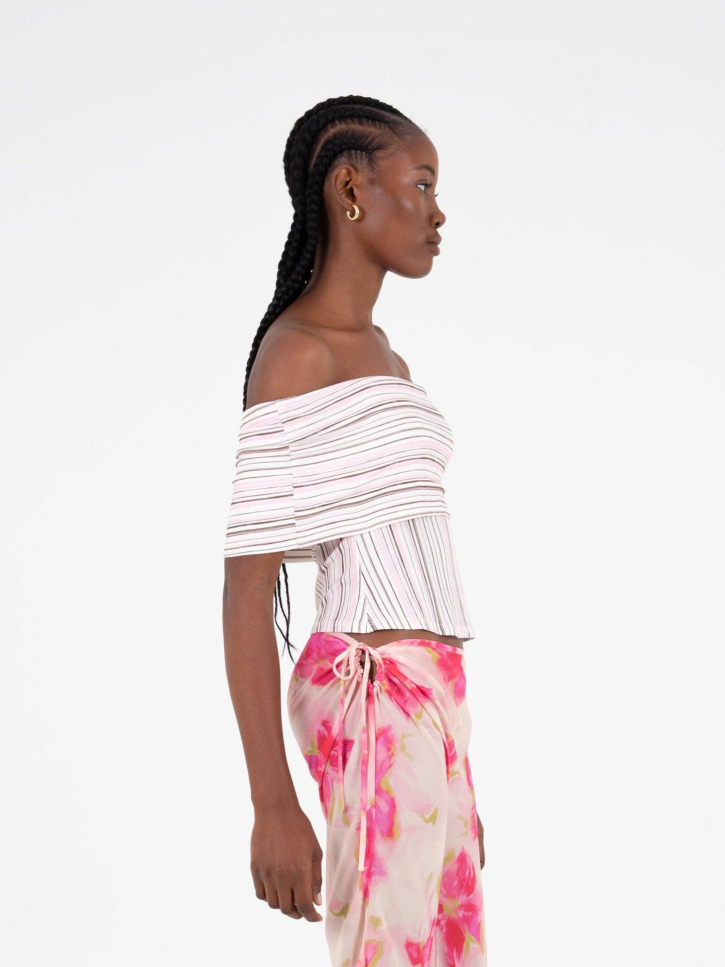 Top bustier off-shoulder a righe