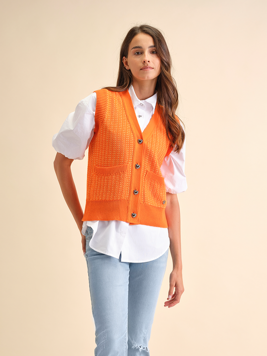Gilet in maglia senza maniche in cotone