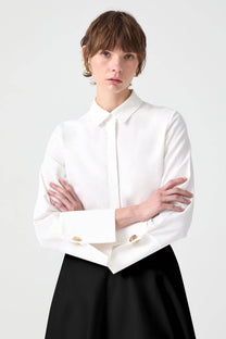 Body camicia in misto cotone con colletto sartoriale