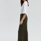Pantaloni relaxed a vita elasticizzata color cachi