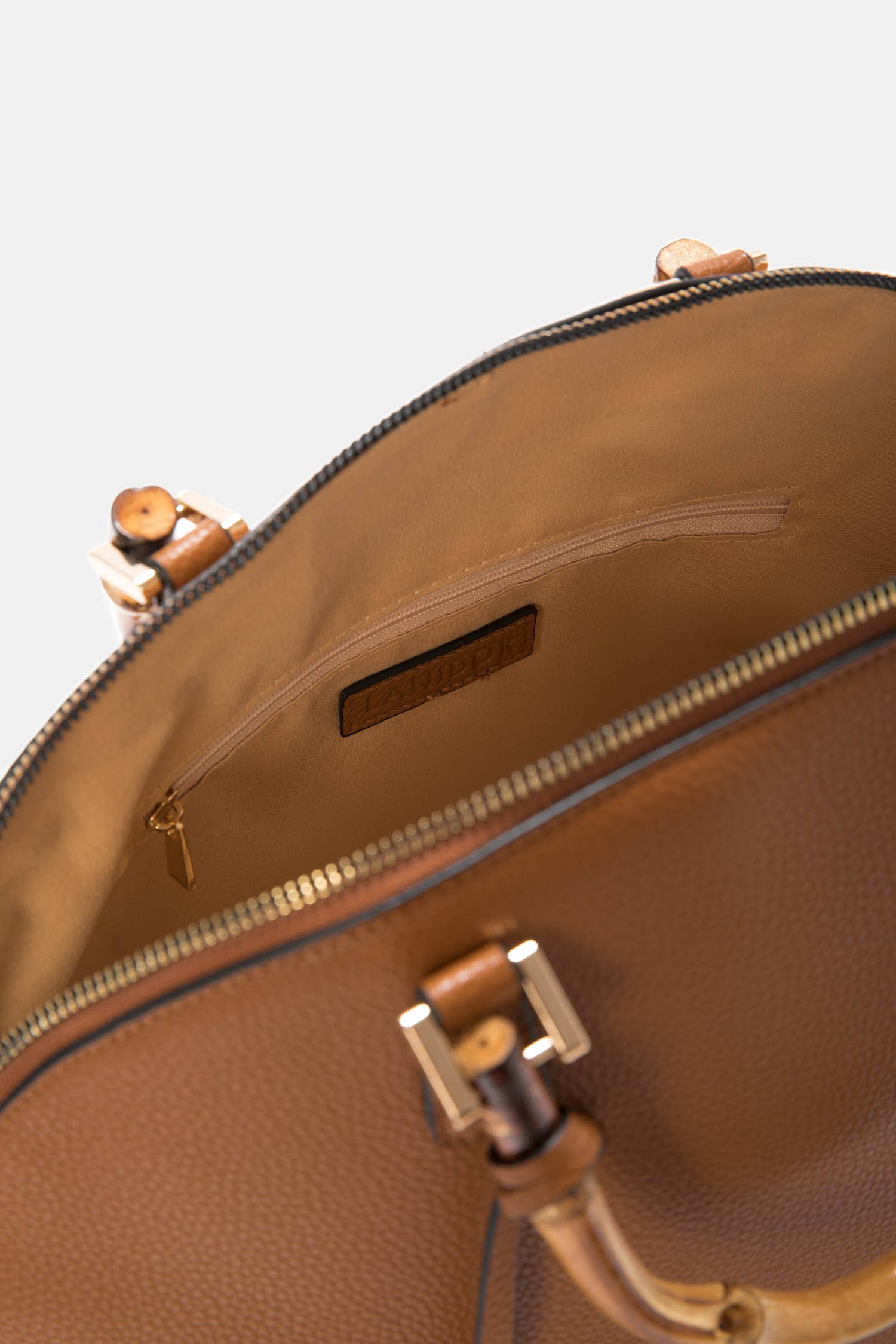 Borsa a mano con manici in bambù e tracolla regolabile