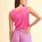Top in maglia a costine fucsia