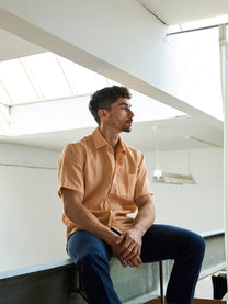 Camicia corta in lino arancione Lido