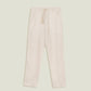 Pantaloni in lino a gamba dritta color crema