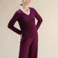 Maglia a coste con scollo a V in misto cashmere