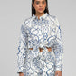 Camicia Cilou Indigo con stampa e dettagli in pizzo