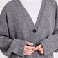 Cardigan Edith in lana d’agnello biologica grigio mélange