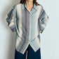 Camicia in cotone a righe testurizzate dalla vestibilità comoda in tonalità blu freddo