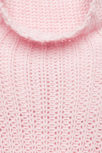 Maglione a trecce con collo alto rosa