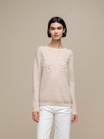 Maglione in maglia con applicazioni a foglia