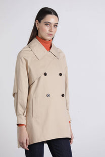 Trench corto in gabardine doppiopetto