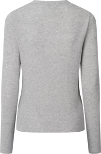 Maglia a maniche lunghe a coste in cotone biologico Freja grigio melange chiaro
