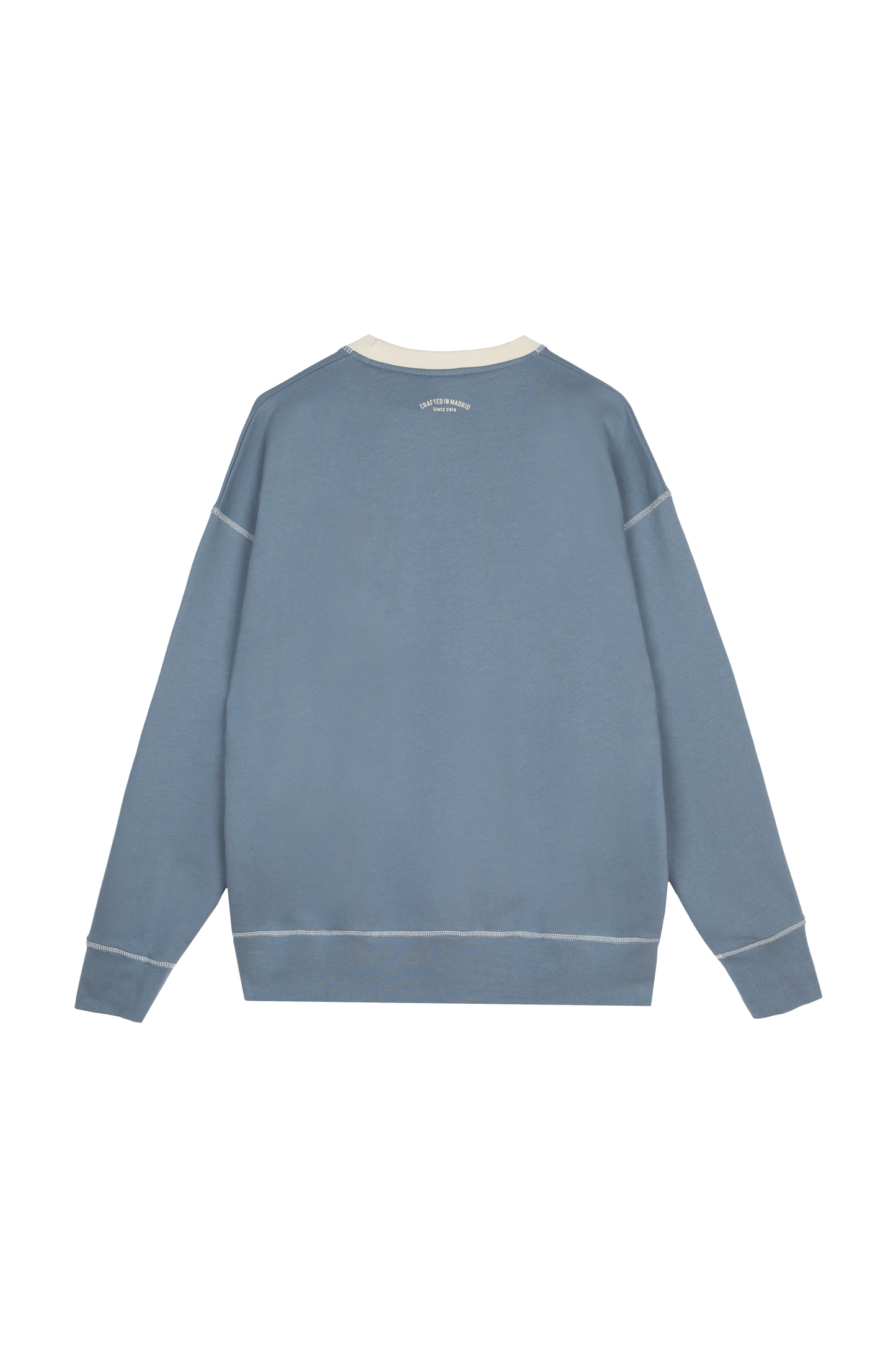 Felpa girocollo old school bicolor blu e beige