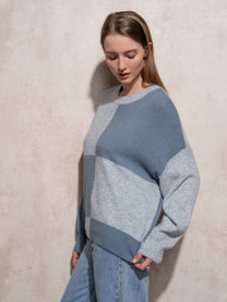Maglione in maglia a quadri color block