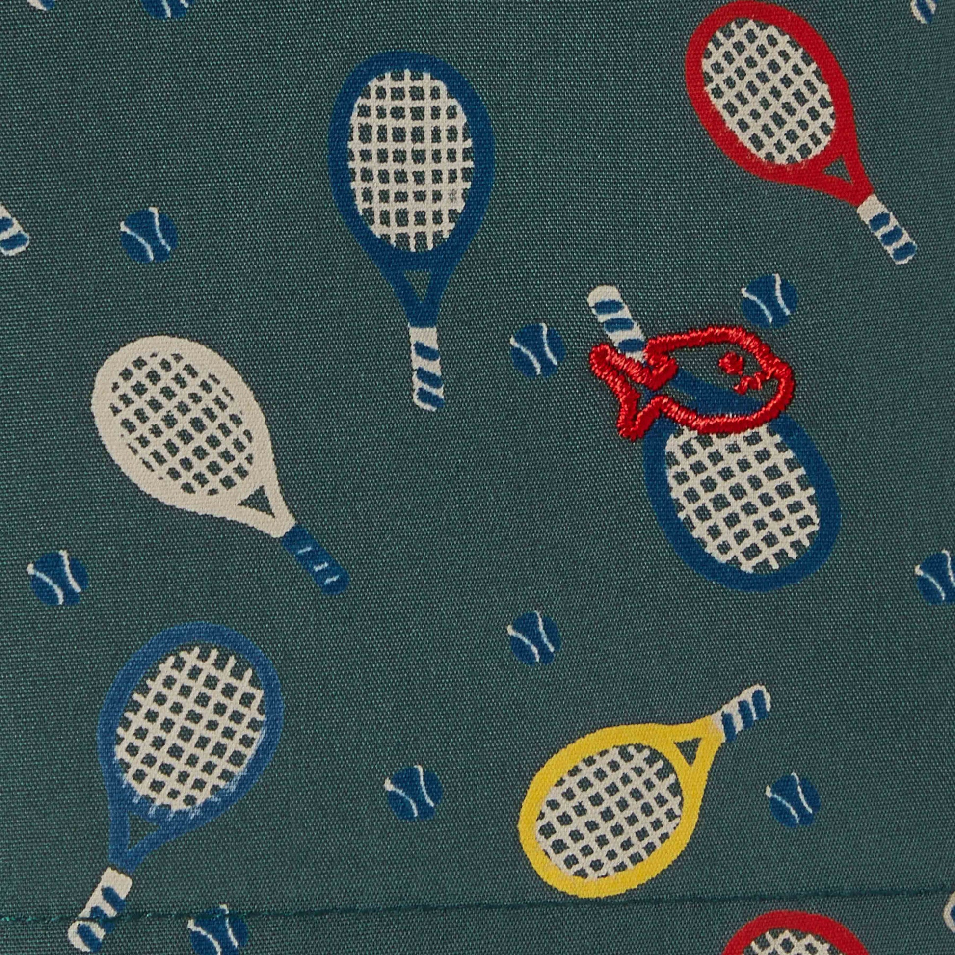 Boxer in cotone biologico con stampa racchette da tennis