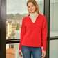 Top in maglia a costine con scollo polo
