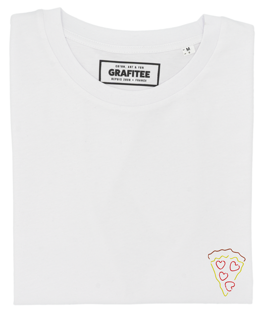 T-shirt ricamata Pizza Love in cotone biologico