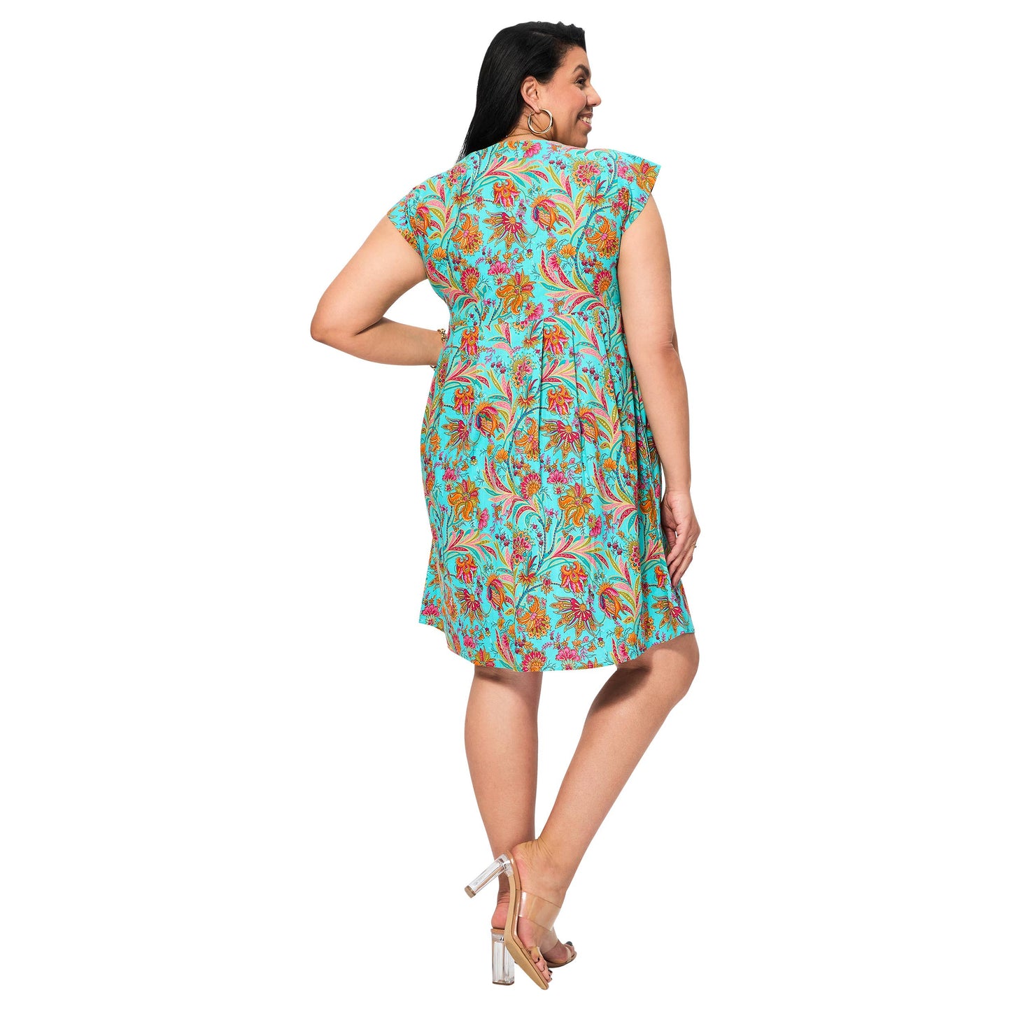 Abito estivo corto boho in cotone con scollo a V