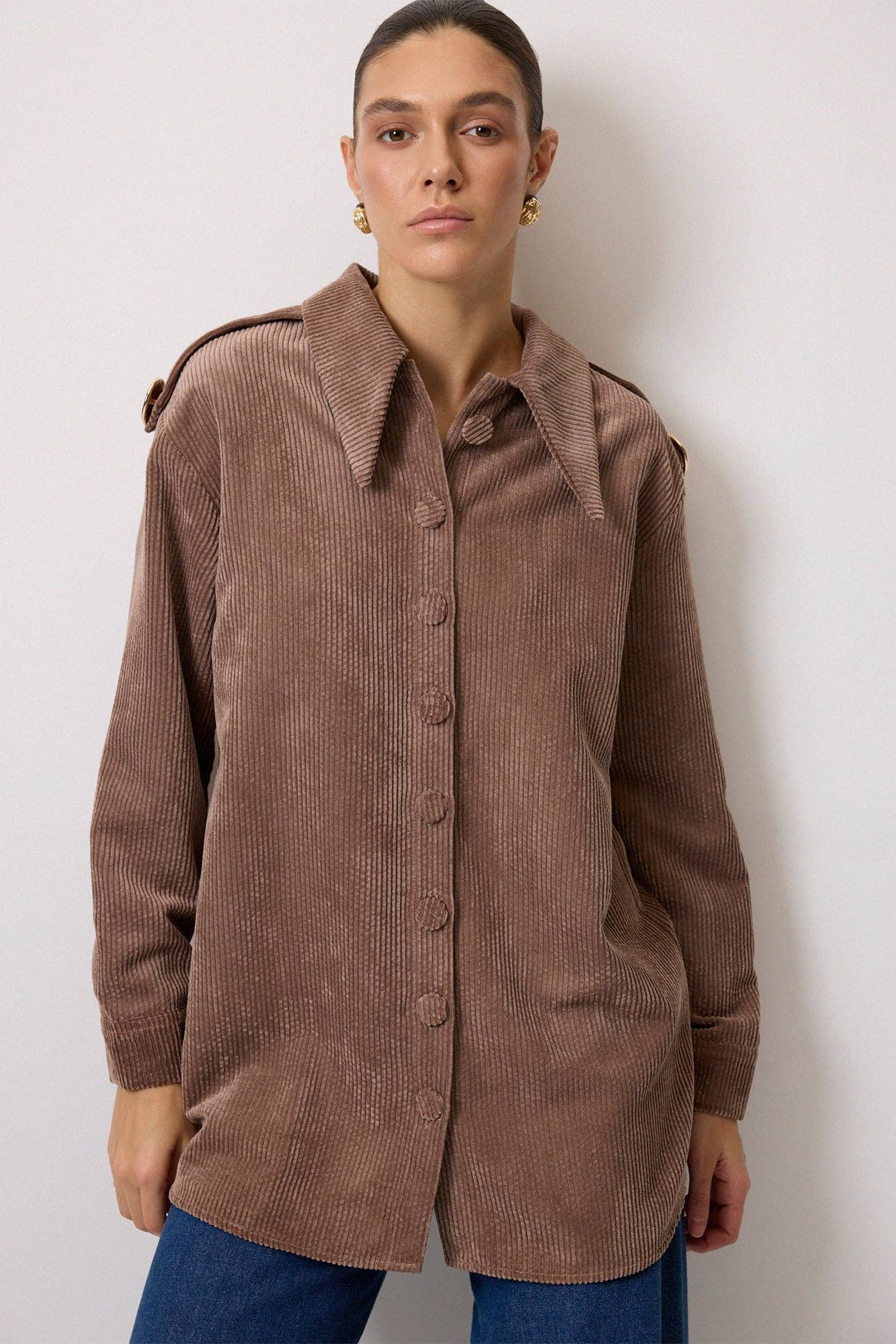 Camicia in velluto a coste con spalline