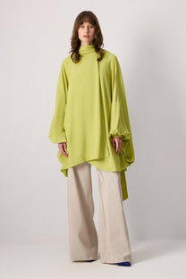 Top kimono in viscosa con collo alto drappeggiato