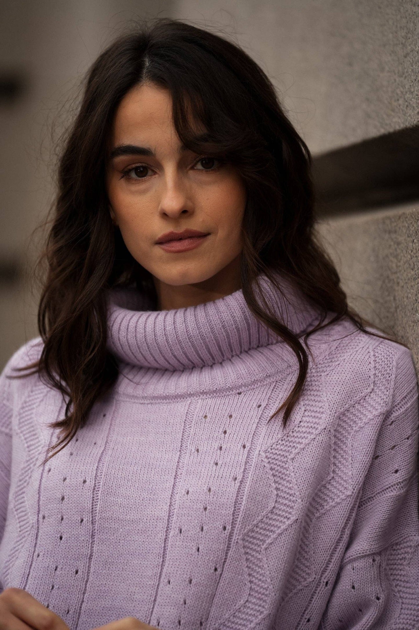 Maglia Dolcevita Oversize in Maglia Lavorata