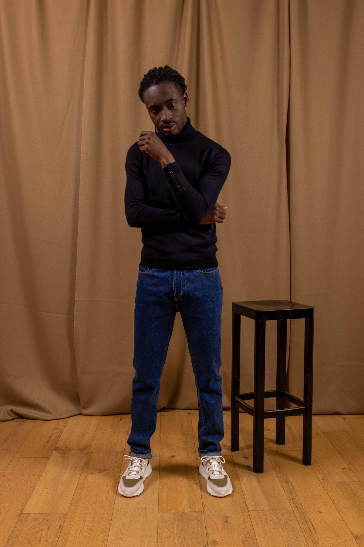 Maglione dolcevita in lana merino extrafine Navy Radieux