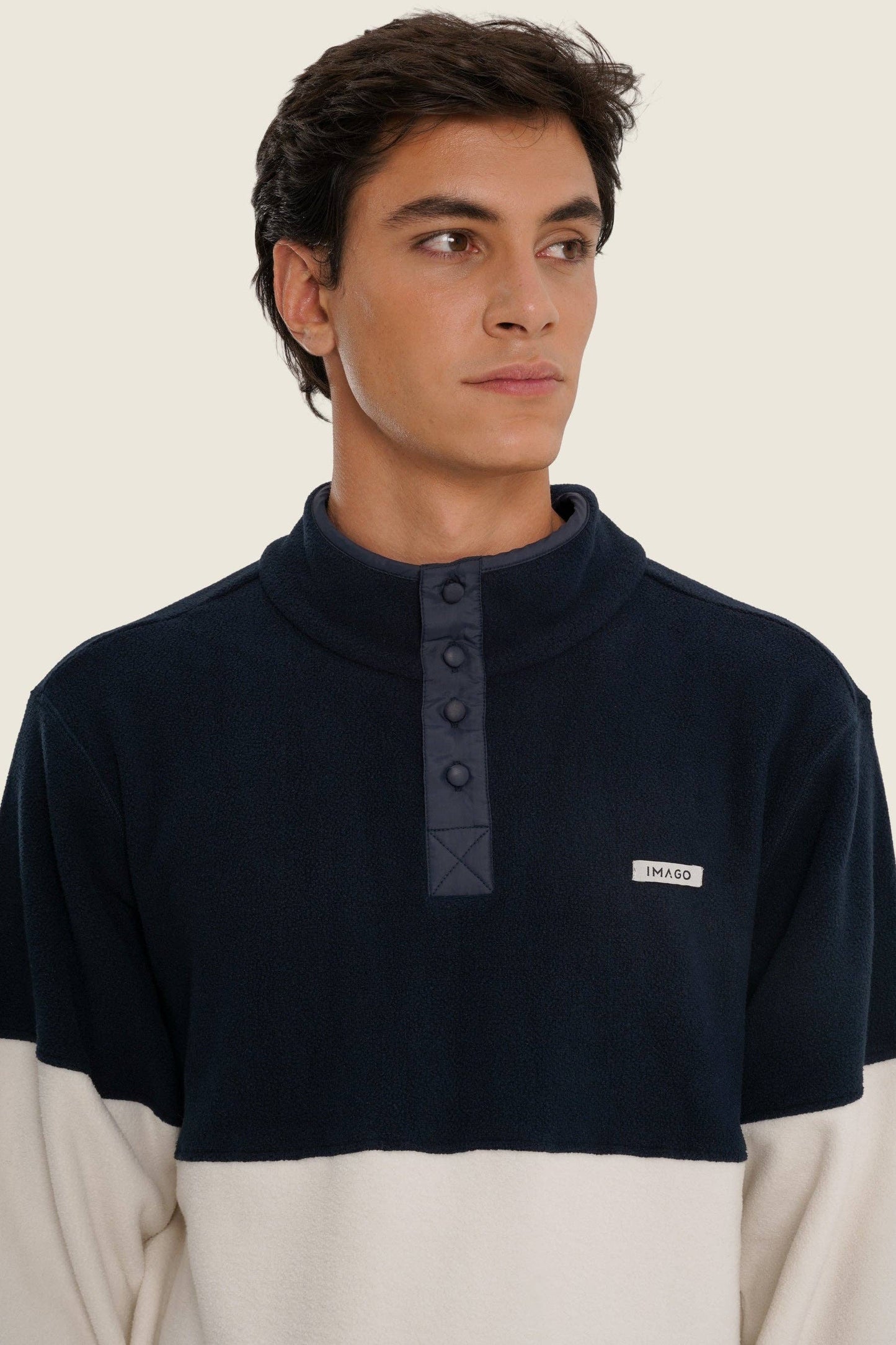 Maglione in pile bicolore unisex Carbon White