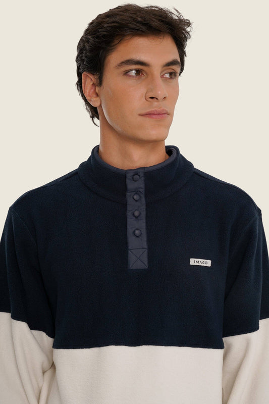 Maglione in pile bicolore unisex Carbon White