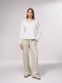 Maglia polo in misto cotone a maniche lunghe