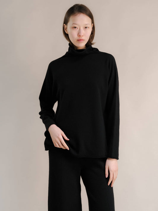 Maglione dolcevita relaxed in misto cashmere 3D knit