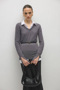 Blusa basic in maglia a trama morbida