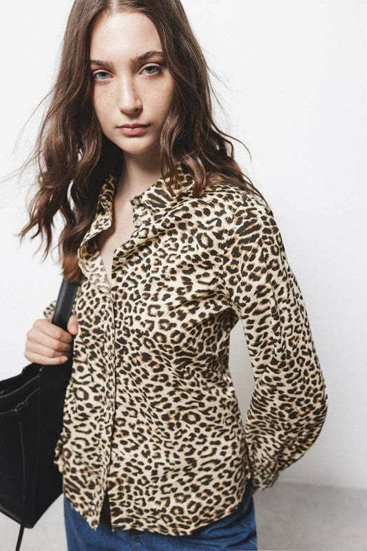 Camicia animalier in cotone