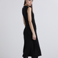 Abito midi nero con scollo a V