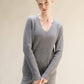 Maglia a coste con scollo a V in misto cashmere