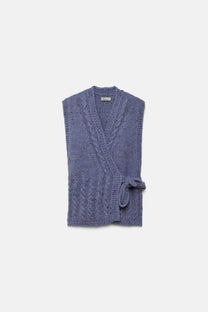 Gilet in Maglia Strutturata con Scollo a V