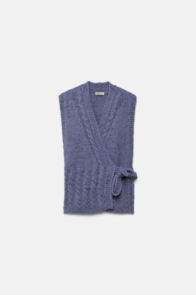 Gilet in Maglia Strutturata con Scollo a V