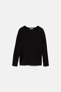 Cardigan in Maglia Rasata con Scollo a V