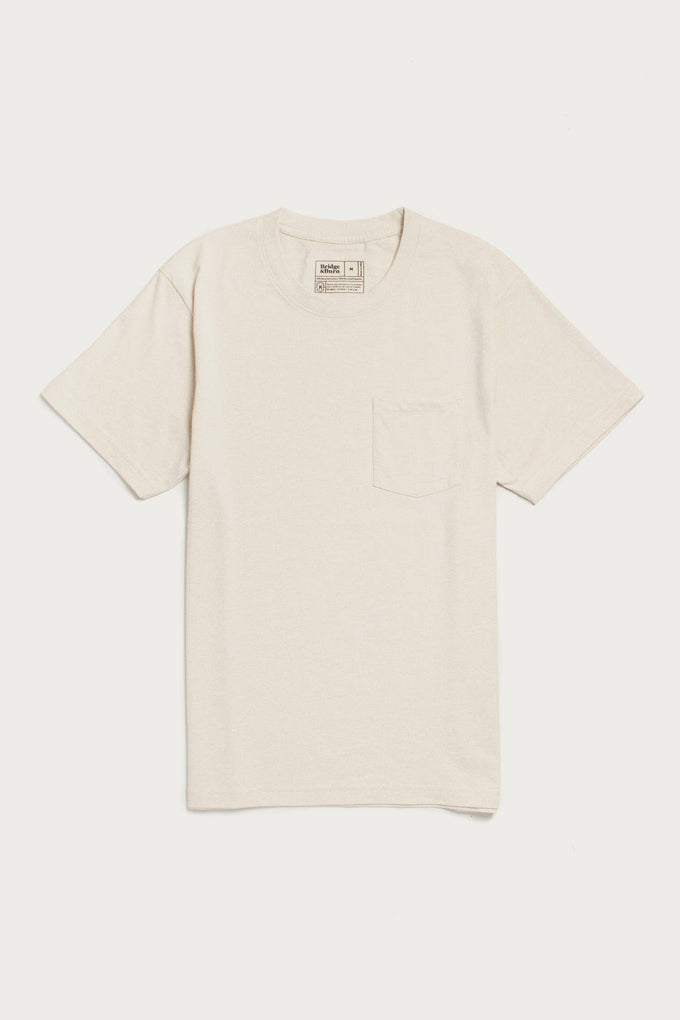 T-shirt con taschino in cotone riciclato avorio