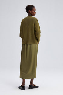 Cardigan in maglia kaki con bottoni dorati
