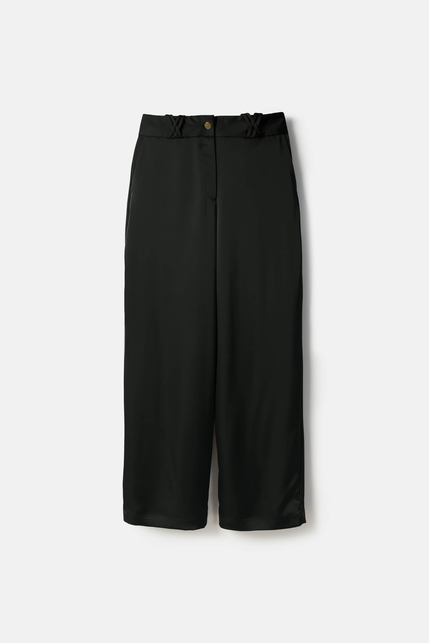 Pantaloni neri a gamba larga con tasche laterali