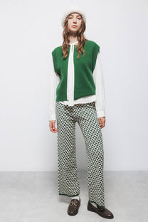 Pantaloni in maglia jacquard con motivo geometrico