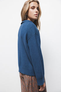 Maglione in maglia rasata con collo polo