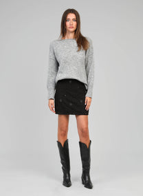 Gonna mini Romie in pizzo nero con ricami gioiello