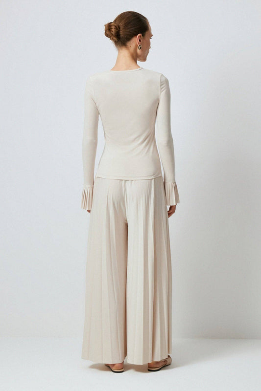 Body plissettato beige