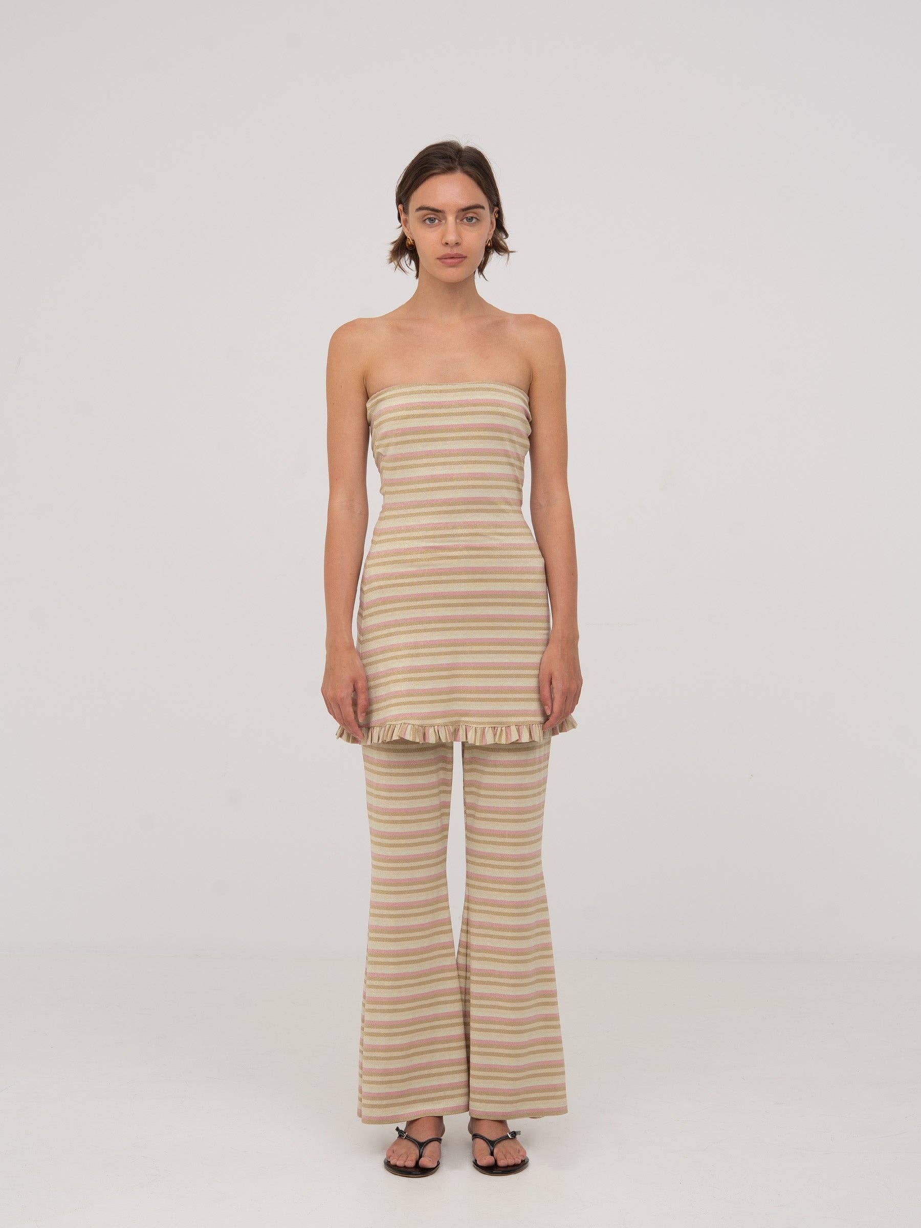 Pantaloni a righe Persephone a gamba ampia