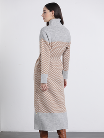 Cappotto lungo jacquard con cintura