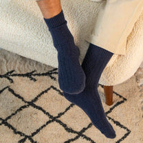 Calze in lana blu navy a metà polpaccio