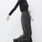 Pantaloni palazzo a pieghe in velluto con vita alta