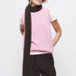 Gilet in maglia rasata rosa con scollo rotondo